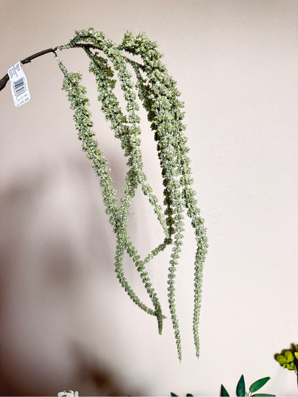 Green Hanging Faux Amaranthus Spray, 6
